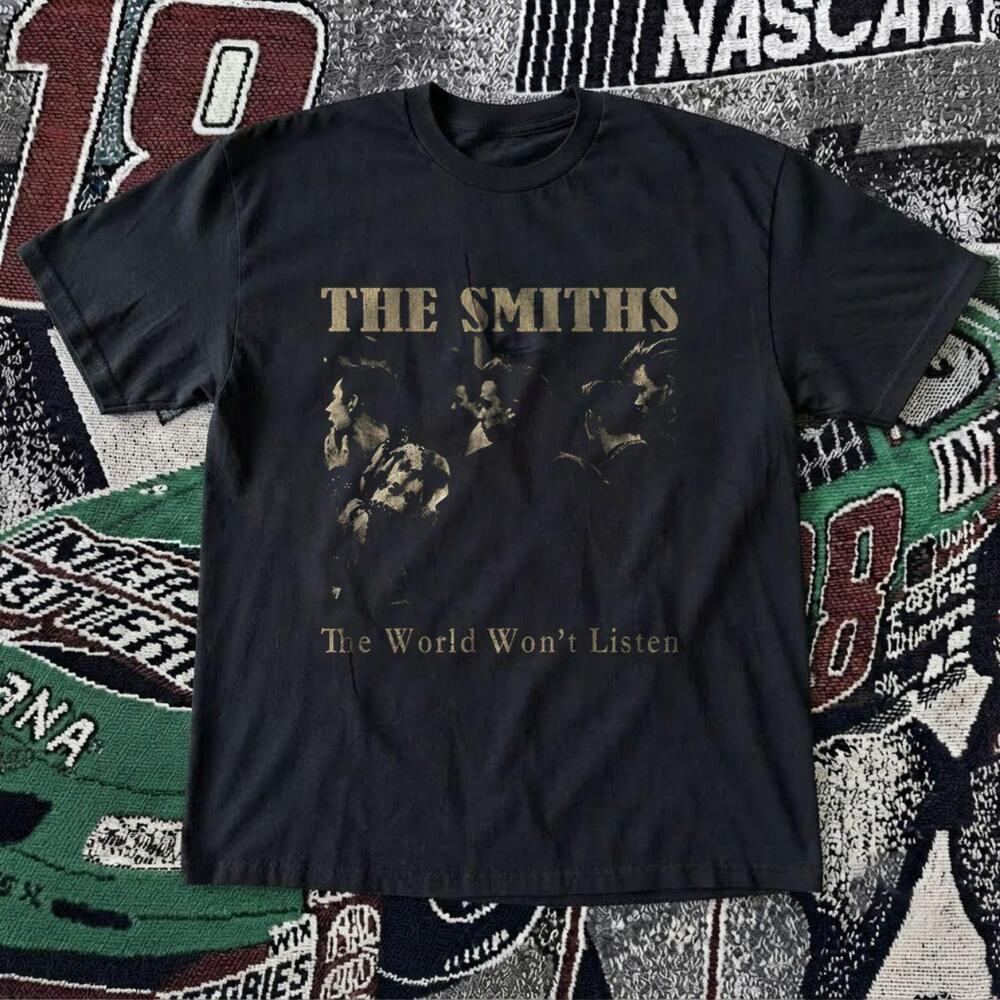 The Smiths The World Wont Listen Retro Vintage Black Graphic Tee